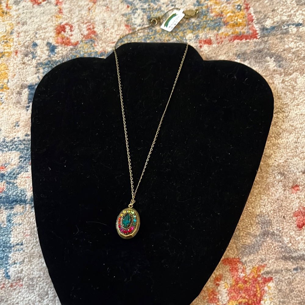 Michal Negrin Rainbow Crystal Locket Necklace